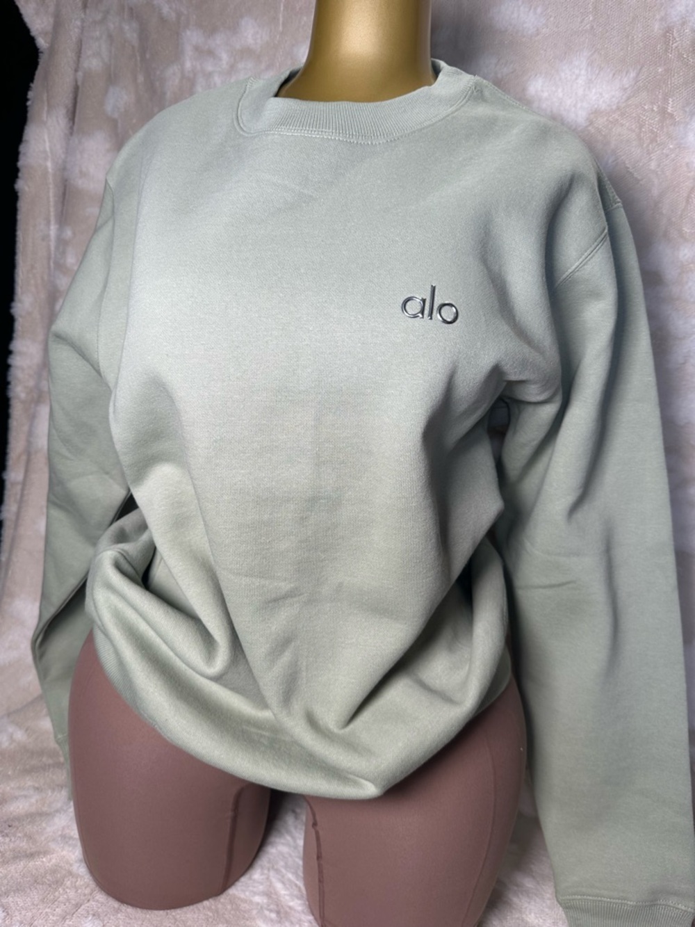 Chic sage Green Crewneck Sweatshirt soft cozy